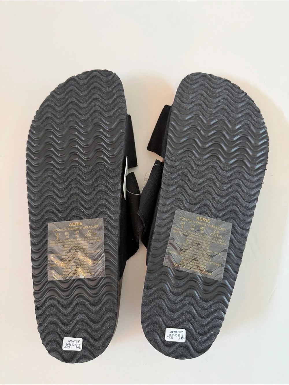 NEW Aerie Women's Black Double Strap Slides Size 9 Casual Loungewear Soft